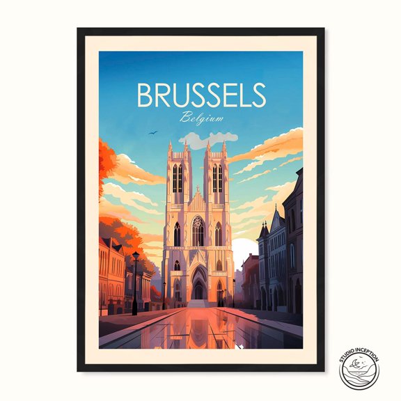 Brussels Cathedral Print Belgium Print Brussels Travel Travel Gift