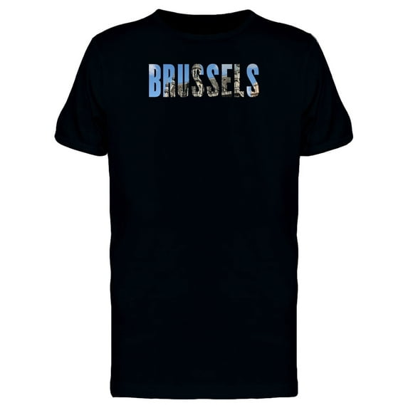 Brussels City Name With Photo T-Shirt Men -Image by Shutterstock, Male x-Large