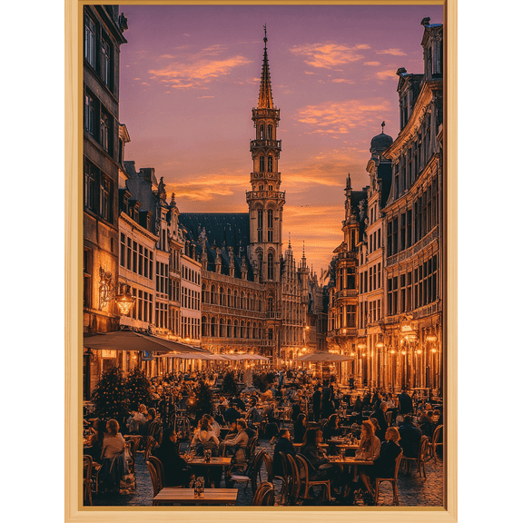 Brussels Grand Place Sunset Canvas Painting Perfect for Living Room Bedroom Dining Room Office Hotel Decoration