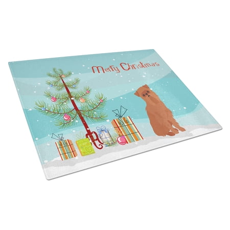Brussels Griffon Christmas Tree Glass Cutting Board Large