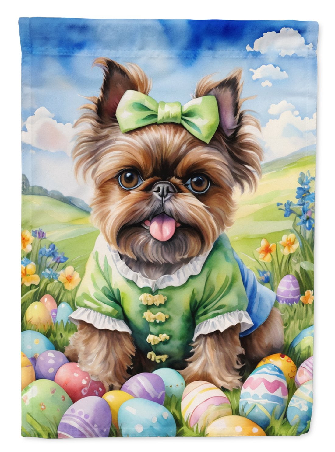 Brussels Griffon Easter Egg Hunt House Flag 28 in x 40 in