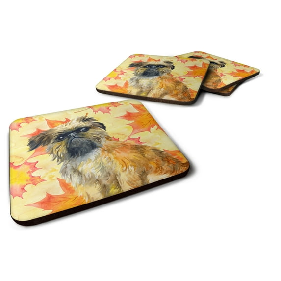 Brussels Griffon Fall Foam Coaster Set of 4 Yellow