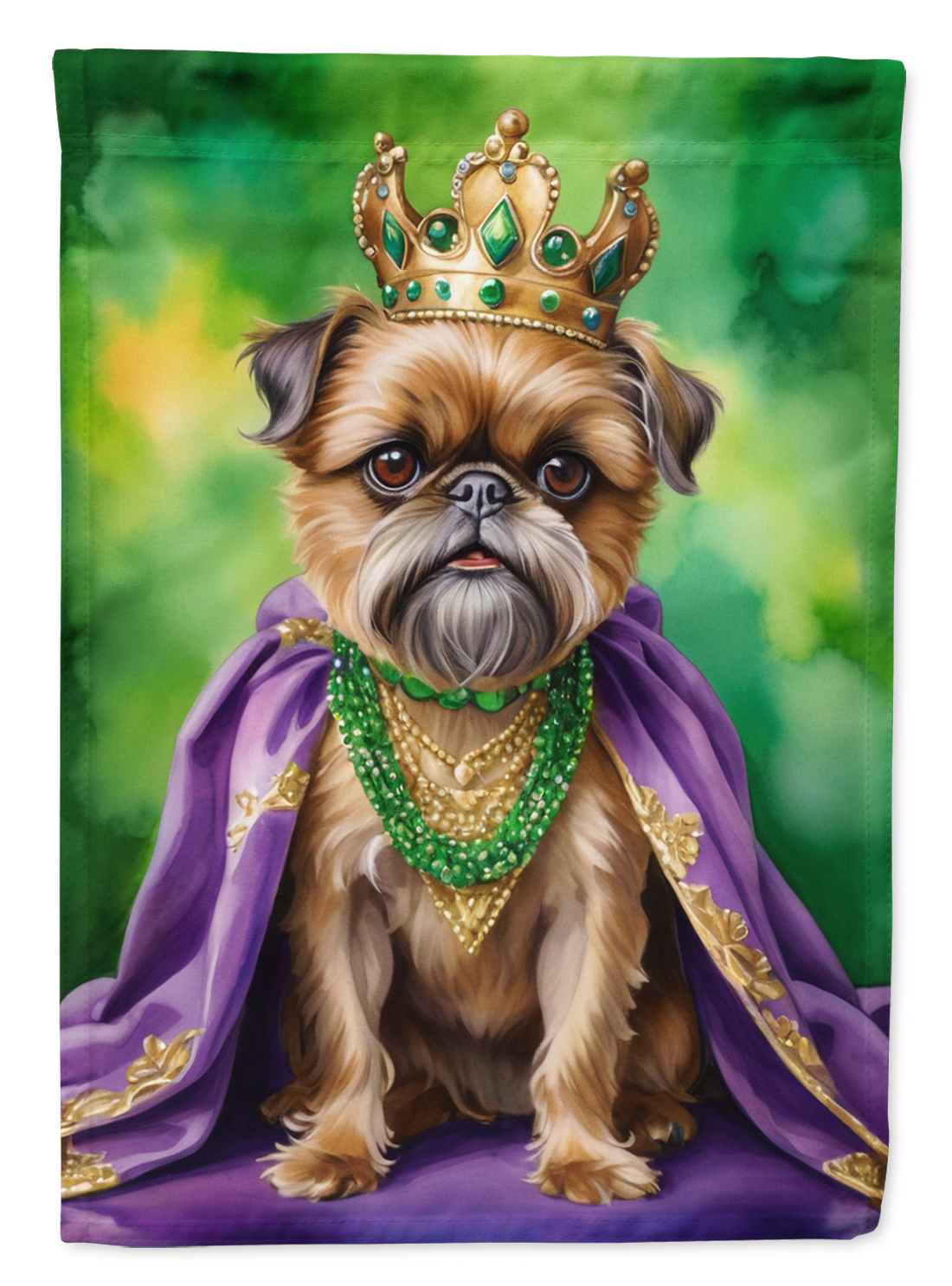 Brussels Griffon King of Mardi Gras House Flag 28 in x 40 in