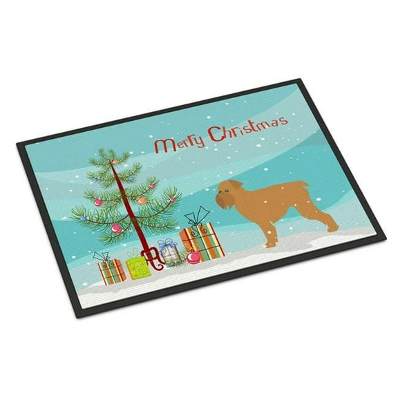 Brussels Griffon Merry Christmas Tree Indoor or Outdoor Mat - 24 x 36