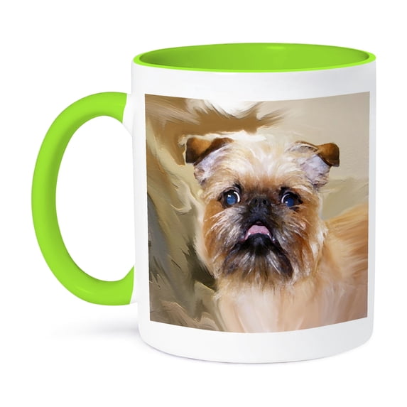 3dRose, Brussels Griffon Portrait, 15oz Two-Tone Green Mug