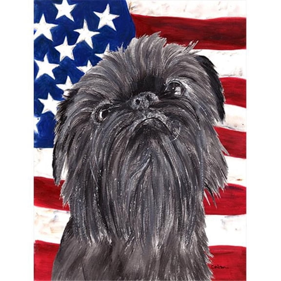 Brussels Griffon USA American Flag Flag Canvas House Size