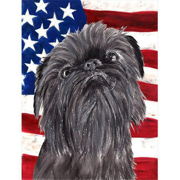 Brussels Griffon USA American Flag Flag Garden Size
