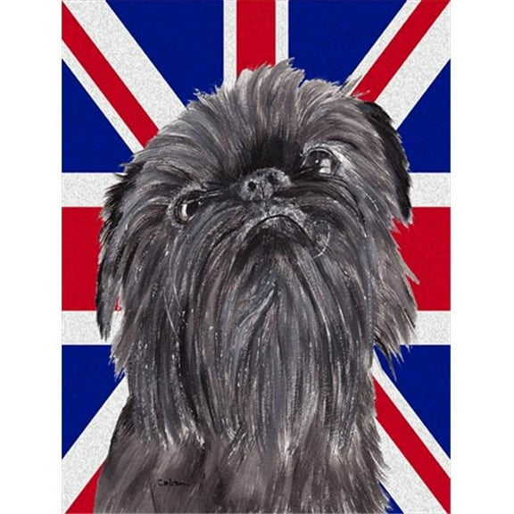 Brussels Griffon With Engish Union Jack British Flag Flag Garden Size