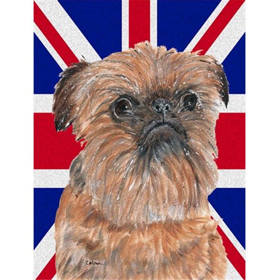Brussels Griffon With Engish Union Jack British Flag Flag Garden Size