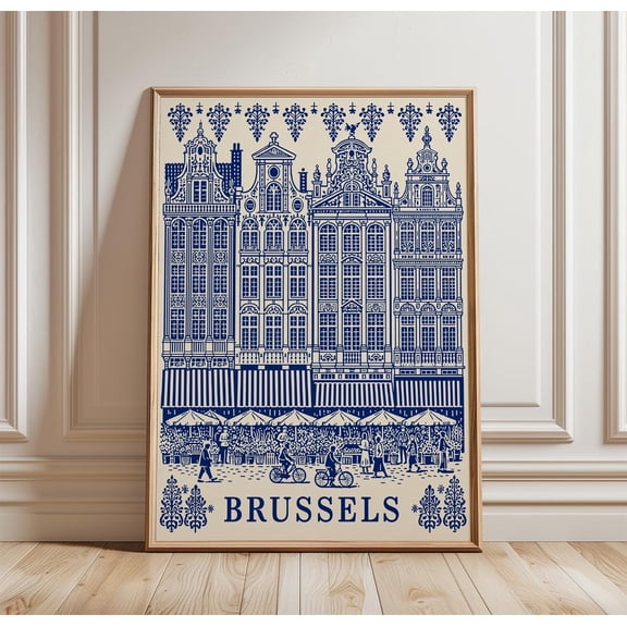 Brussels Market Travel Architecture Print City Wall Art, Unframed Paper Print