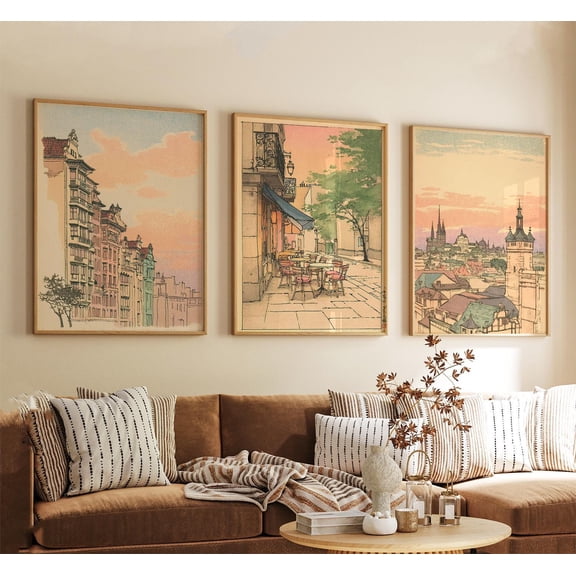 Brussels Posters Vintage Belgium Travel Wall Art Home Decor Office Wall Art Set 3