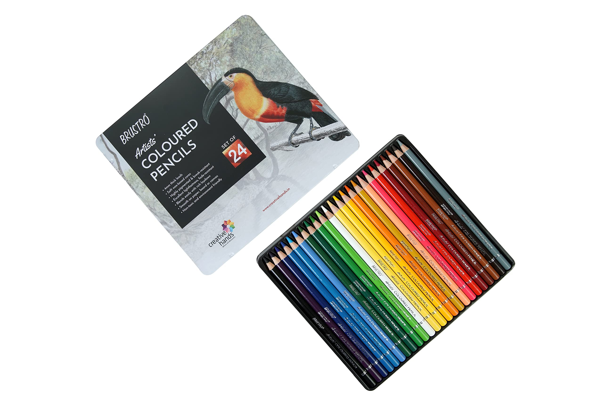 Brustro Artists' Coloured Pencil Set Of 24 (In Elegant Tin Box)