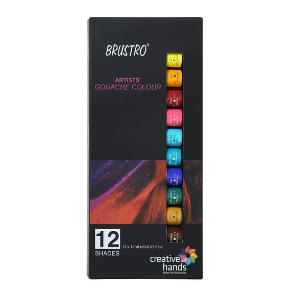 Brustro Artists Gouache Colour Set Of 12 Colours X 12Ml Tubes.