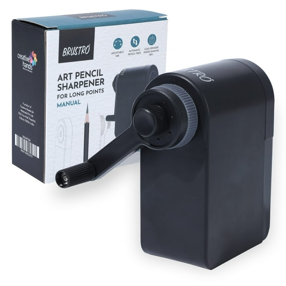 Brustro Manual Art Pencil Sharpener With Long Points With Helical Blade For Charcoal, Graphite And Pastel Pencils Ideal For Artists And Students.