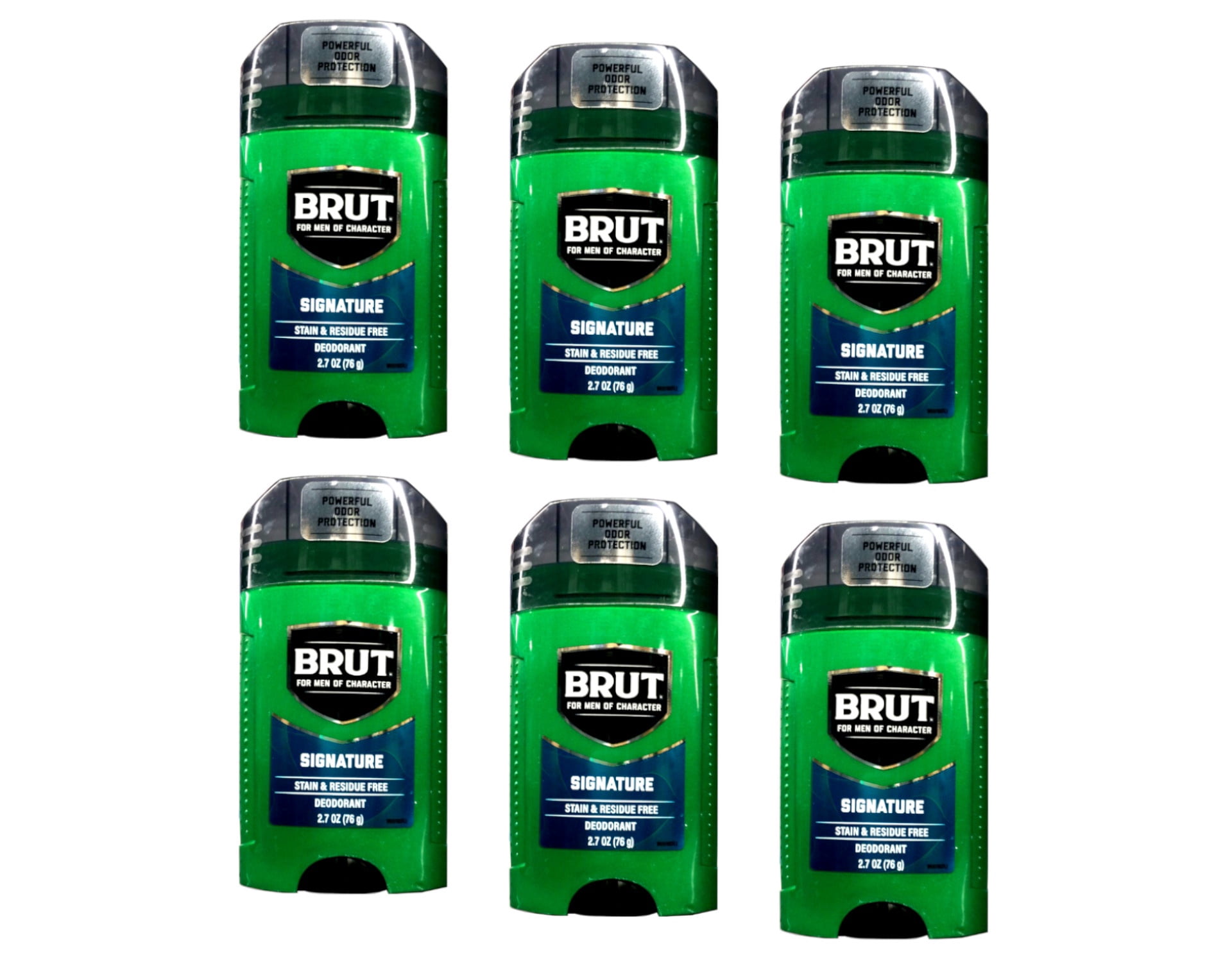 Brut Signature Deodorant Stick for Men, Stain and Residue Free, Powerful Odor Protection, 2.7 oz - Pack of 6