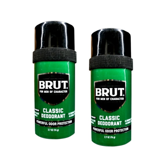 Brut Classic Round Deodorant for Men, Powerful Odor Protection, Aluminum Free, 2.7 OZ (2 Pack).