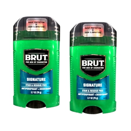 Brut Signature Scented Antiperspirant Deodorant Stick Twin Pack, Signature Scent, 2.7 oz