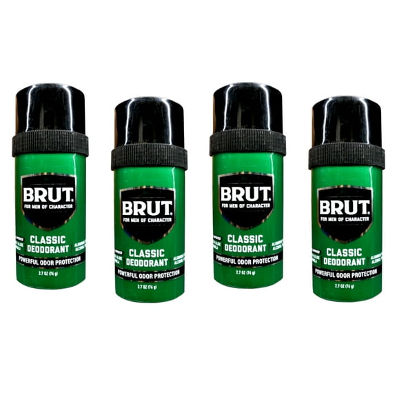 Brut Classic Round Deodorant for Men, Powerful Odor Protection, Aluminum Free, 2.7 OZ (Pack Of 4)