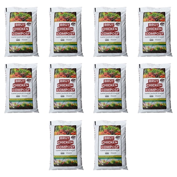 Brut Organic Chicken Compost Nutrient Rich Fertilizer, 1 cubic ft (10 Pack)