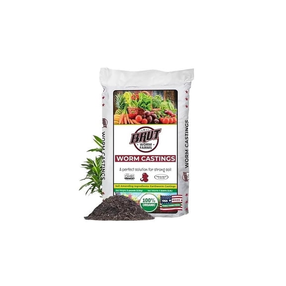 Brut Organic Worm Castings for Plants 5 LB Natural Nutrients, Fertility Builde
