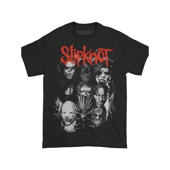 Brutal Masked Faces Slipknot Shirt, Dark Industrial Horror Portrait Collage Streetwear Style Unisex Cotton T-Shirt, Sizes S-5XL