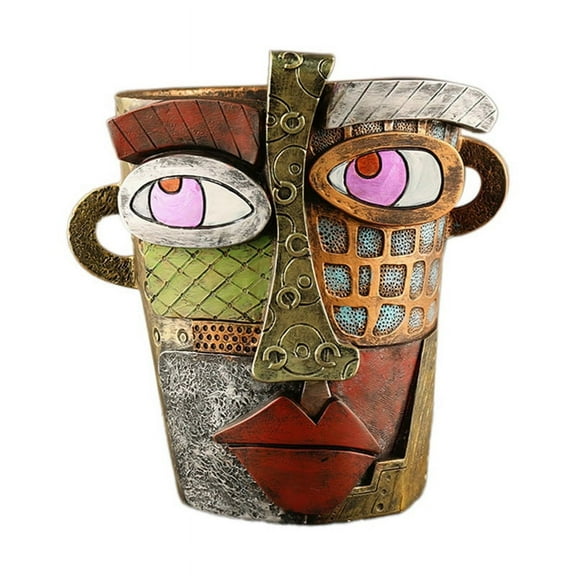 Brutalist Abstract Beauty Face Flower Pot, Face Flower Pot Planter, Colorful Face Art Abstract Resin Flower Pot B