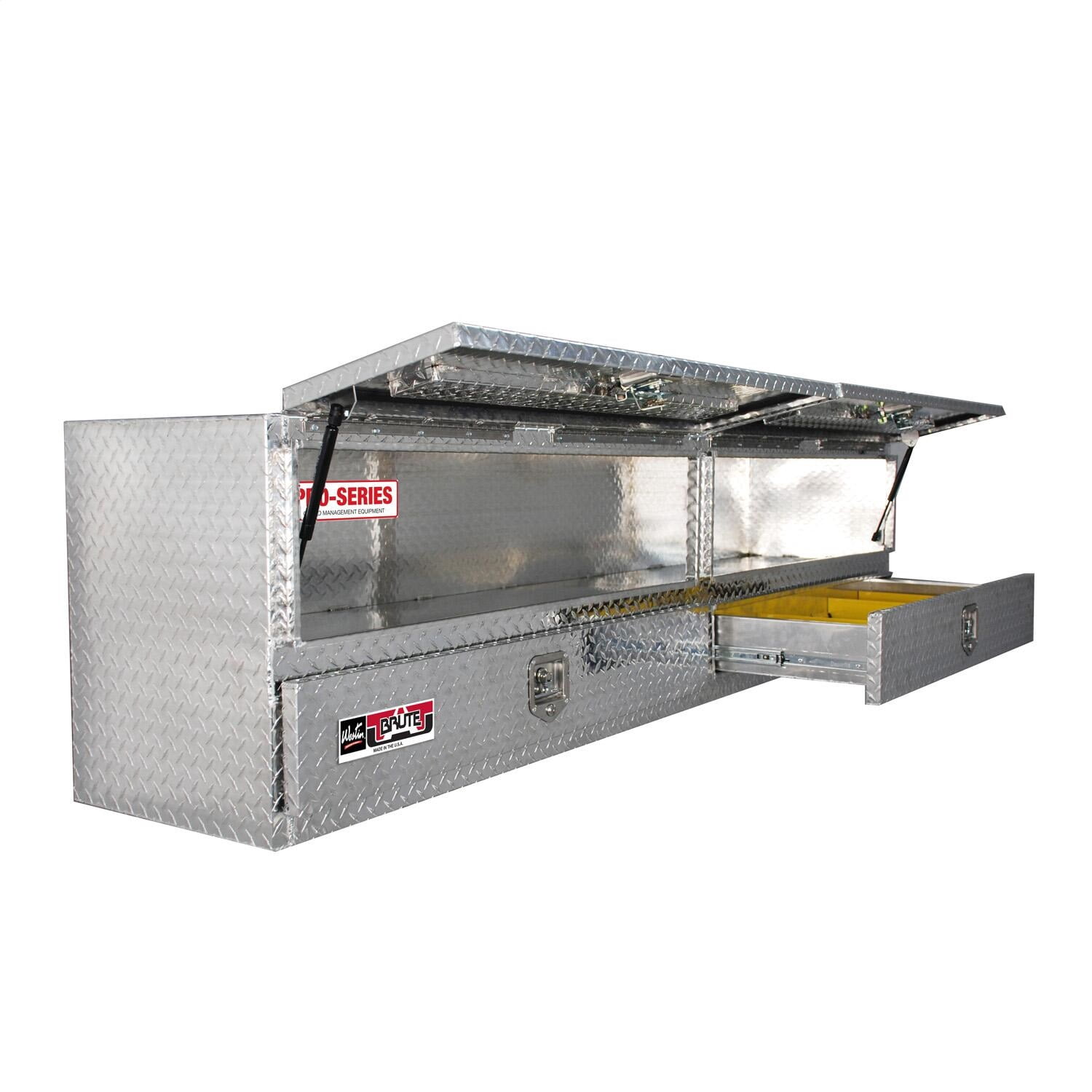 Brute 80-TB400-96D-BD Pro Series 96" High Capacity Stake Bed Contractor Polished Aluminum Tool Box with Bottom Drawers