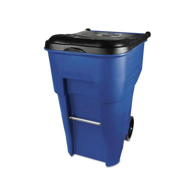 Brute 95 Gallon Rollout Trash and Recycling Bin With Lid - Blue