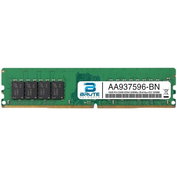 Brute Networks AA937596-BN - 16GB DDR4-3200Mhz 2Rx8 Non-ECC UDIMM (Compatible with OEM PN# AA937596)