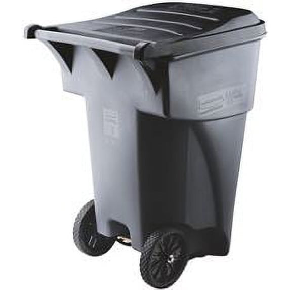 Brute Rollout Heavy-Duty Waste Container, Square, Polyethylene, 95 Gal, Gray | Bundle of 5