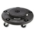 thumbnail image 1 of Brute Round Twist On/Off Dolly, 250 lb Capacity, 18" dia x 6.63"h, Fits 20 to 55 Gallon BRUTE Containers, Black | Bundle of 2 Each, 1 of 5