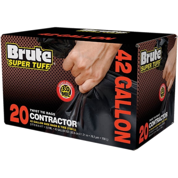 Presto Products Brute Super Tuff 42 Gal. Contractor Black Trash Bag (20-Count) C043170S  Residential Use, Standard Application