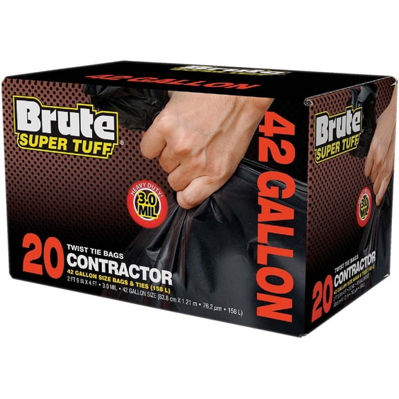 Brute Super Tuff 42 Gal. Contractor Black Trash Bag (20-Count) C043170S