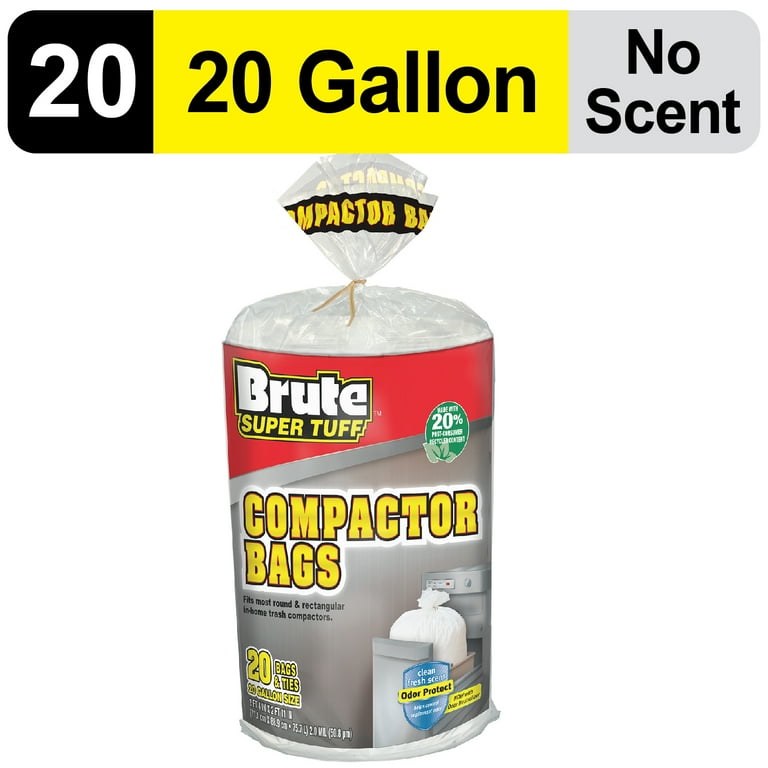 Brute Super Tuff Compactor Trash Bags , Made with 20% Post