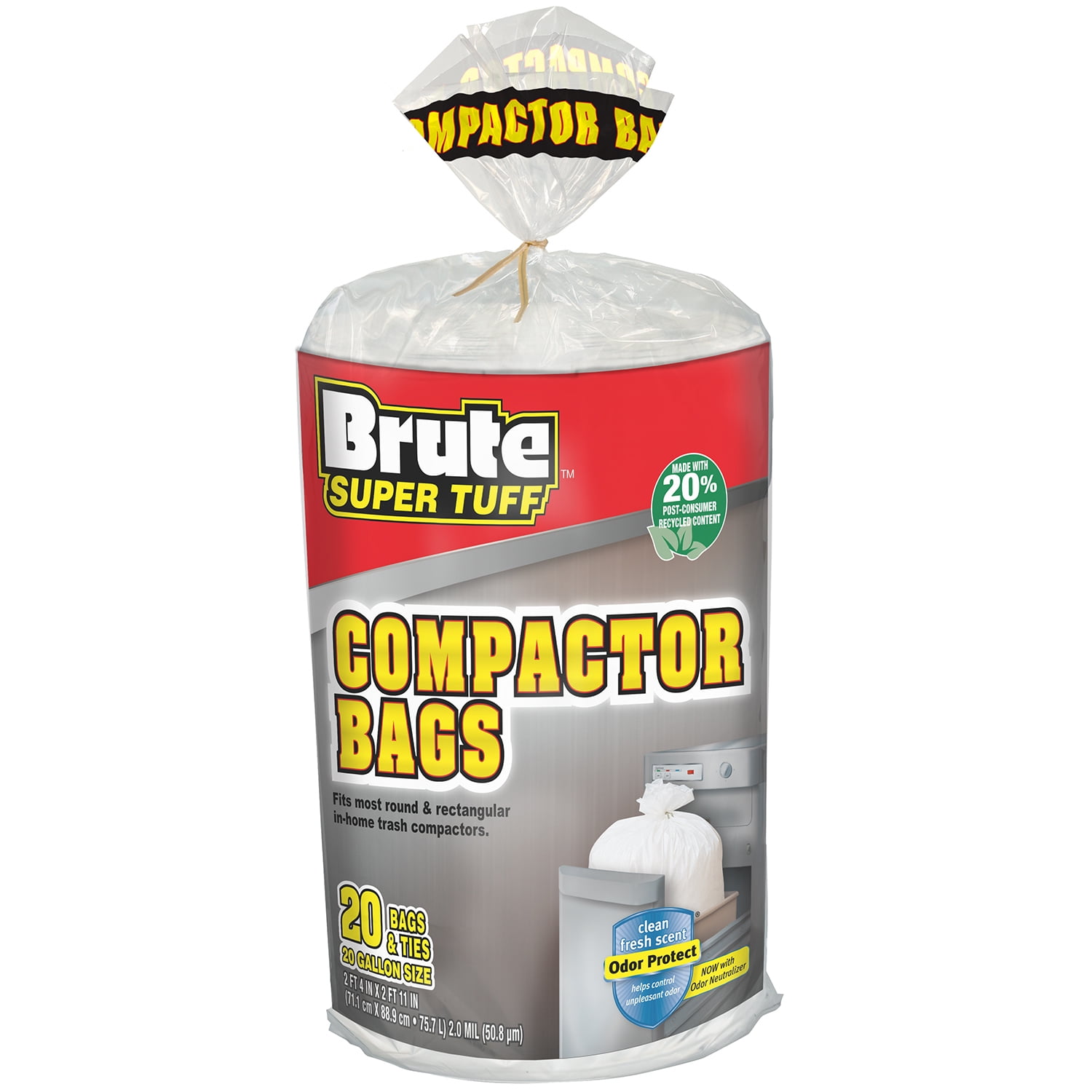 Brute Super Tuff Compactor Trash Bags , Made with 20 PostConsumer