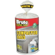 Brute Super Tuff Compactor Trash Bags , Made with 20% Post-Consumer Recycled Materials, 20 Gallon, 20 Bags