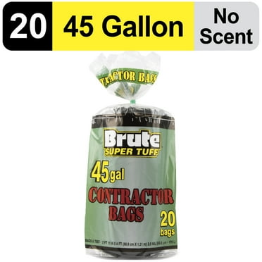 Brute Super Tuff Contractor Trash Bags, 45 Gallon, 20 Bags