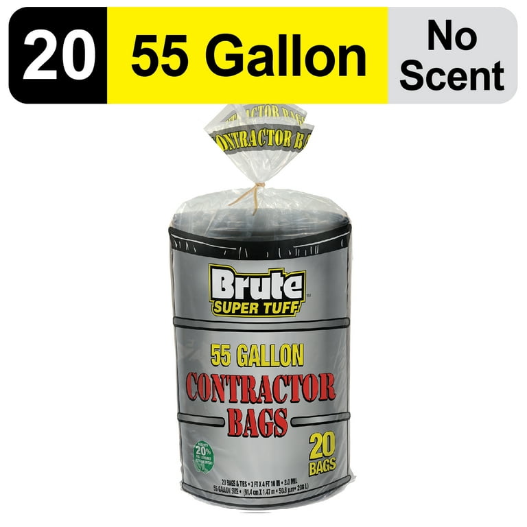 Brute Super Tuff Contractor Trash Bags, Made with 20% Recycled 