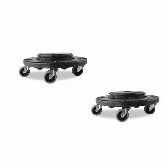 Brute Twist on/Off Round Dolly, Black, Use with Trash Can, Pack of 2
