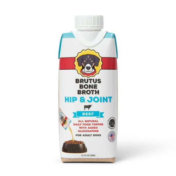 Brutus Bone Broth Hip & Joint Beef Flavor Liquid Dog Food Topper, 330ml