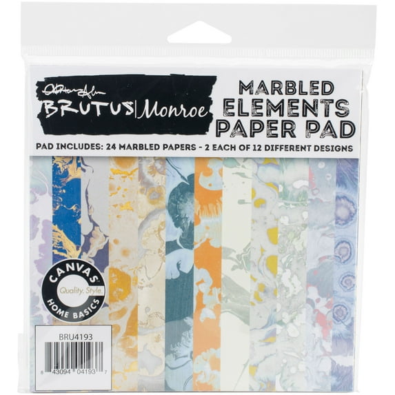 Brutus Monroe Single-Sided 6"X6" Paper Pad 24/Pkg-Marbled Elements, 12 Designs/2ea