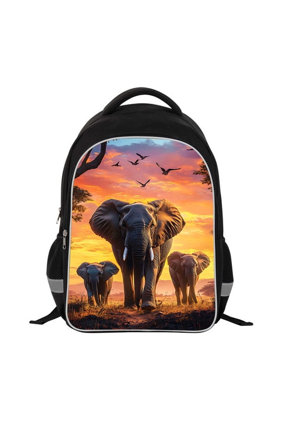Kids School Backpack with Elephant Print, Durable Elementary Middle School Bags