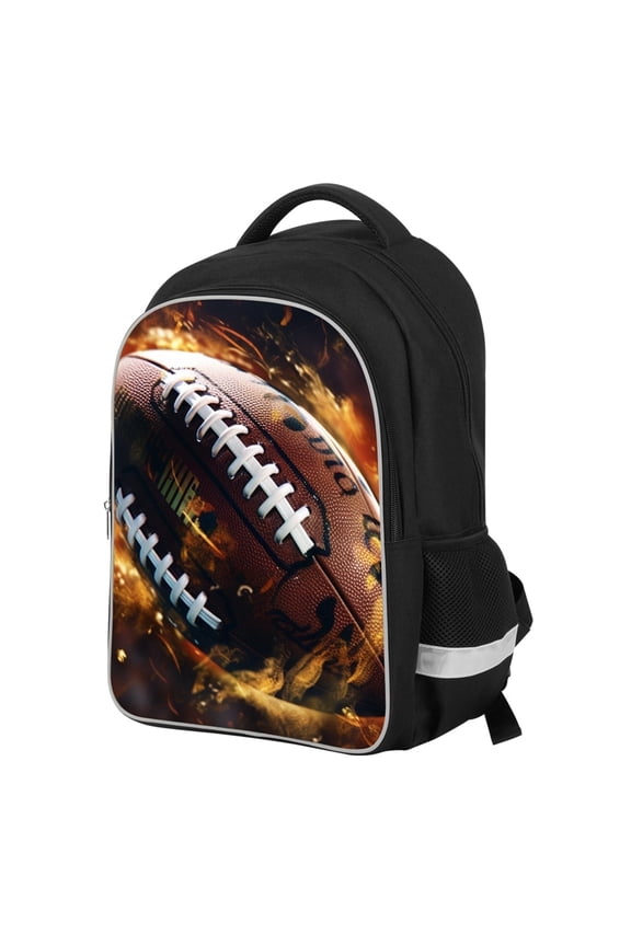 Kids School Backpack with Rugby Football Print, Durable Elementary Middle School Bags