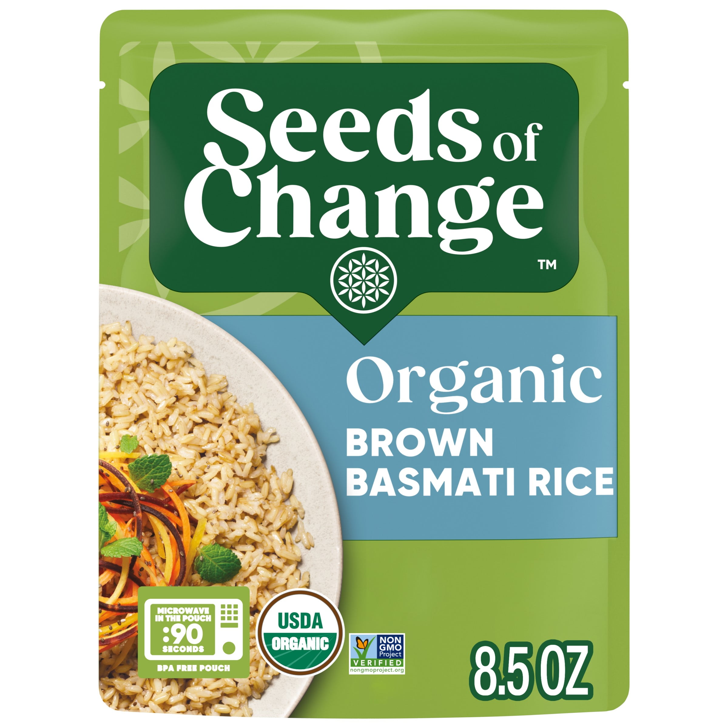 Seeds Of Change Certified Organic Brown Basmati Rice, Organic Food, 8.5 Oz Pouch. Ready In 90 Seconds!