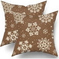 thumbnail image 1 of Brwon Snowflakes Christmas Pillow Covers 20x20 Set of 2 Xmas Snow Holiday Decoration Print Decorative Outdoor Pillowcases Seasonal Winter Gift Farmhouse Throw Cushion Case Decor for Couch Sofa Bed, 1 of 6