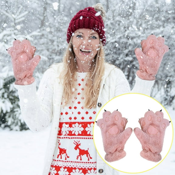 Brwvolix Plush Stuffed Animal,Cute Animals Paw Gloves Pet Claw Bear Palm Gloves Full Finger Plush For Cold and Warmth Protection