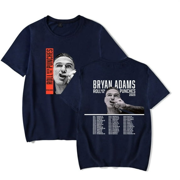 Bryan Adams 2025 Roll With The Punches Hip Hop Unisex Short Sleeve Cotton Streetwear Tee