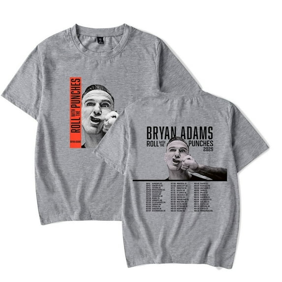 Bryan Adams 2025 Roll With The Punches Hip Hop Unisex Short Sleeve Cotton Streetwear Tee