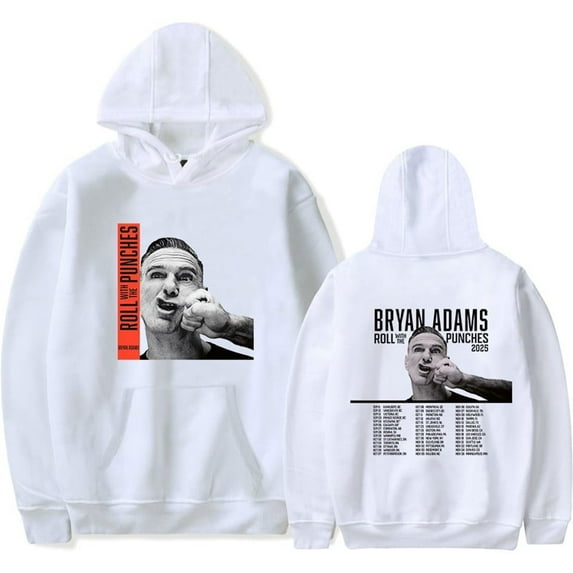 Bryan Adams "Roll With The Punches 2025" Merch Unisex Vintage Classic Streetwear Long Sleeve Pullover Hoodie