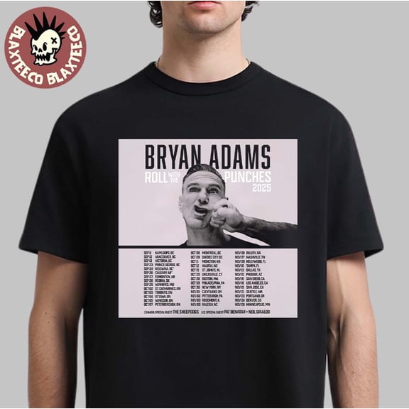 Bryan Adams Roll With The Punches 2025 North America Tour Dates T-Shirt